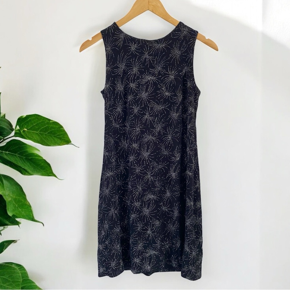 Vintage 90’s Celestial Silver & Black Sleeveless Mini Dress